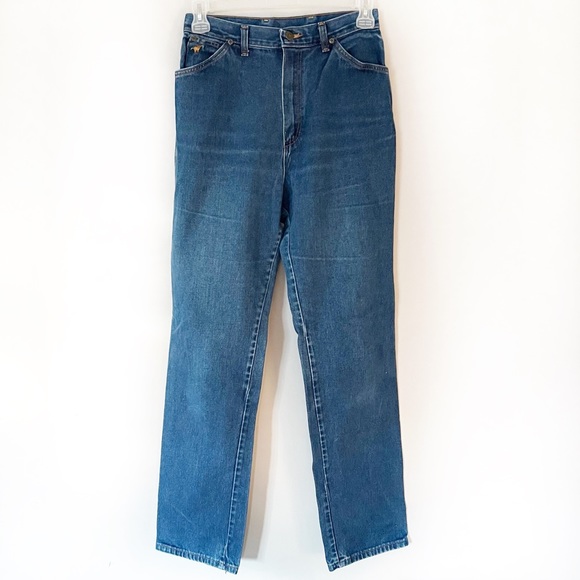 Vintage Wrangler Straight Leg High Rise Jeans No Fault Flat Front Blue Jeans 29 - Picture 3 of 14